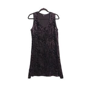 Eileen Fisher Womens Shift Dress Purple Mottled Velvet Knee Length Sleeveless S
